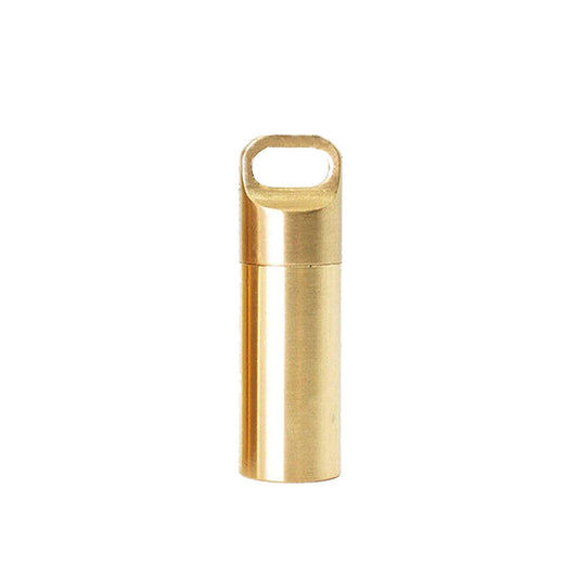Brass Pill Container with Waterproof Case Keyring Holder