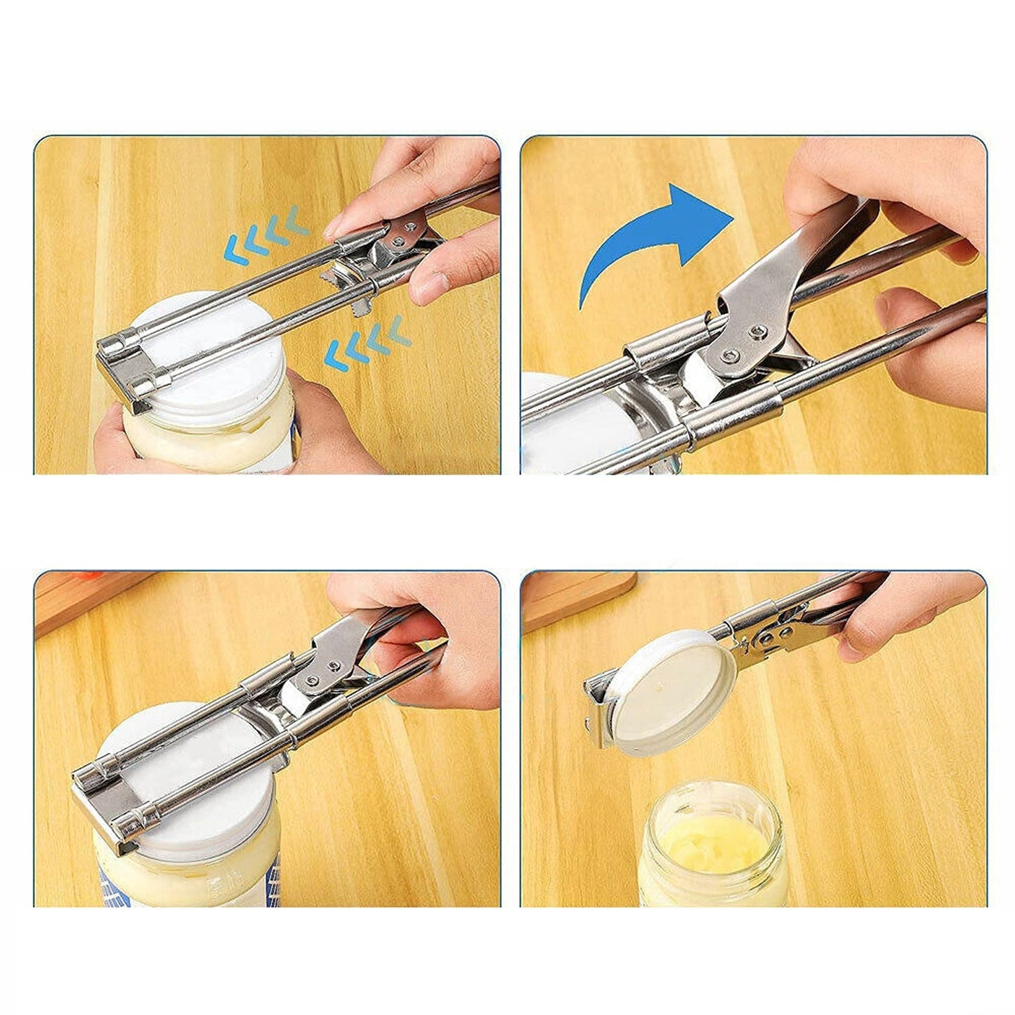 2pcs Multifunctional Stainless Steel Jar Opener Adjustable Bottle Lid Beer Gripper