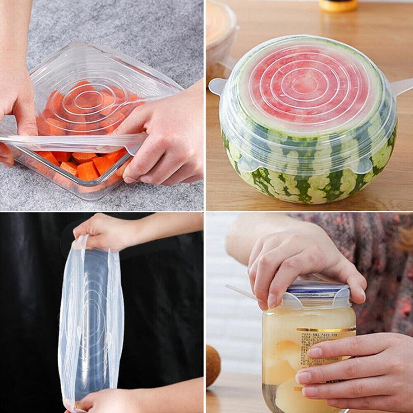 White Silicone Bowl Covers Stretch Reusable Food Saver Seals