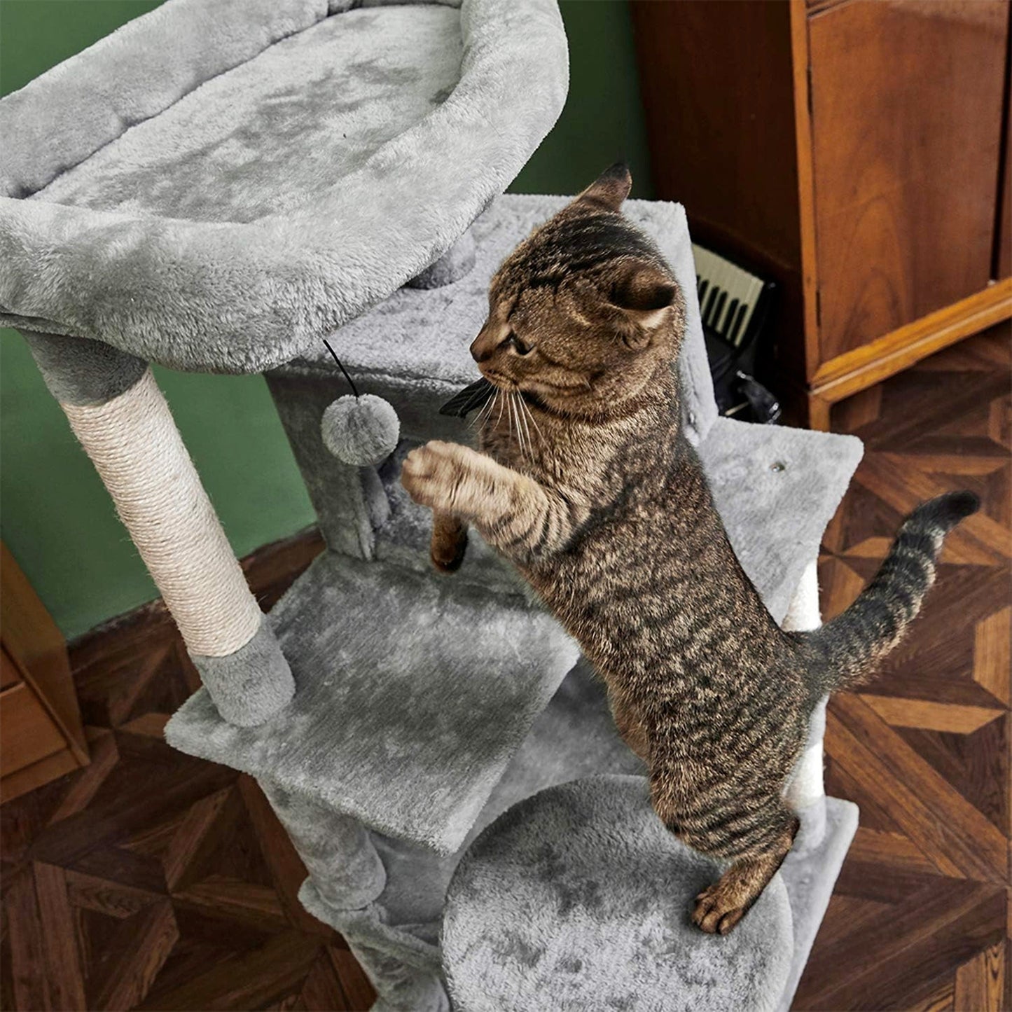 143cm Cats Condo House Cat Tree Tower with Scratching Post and Toys