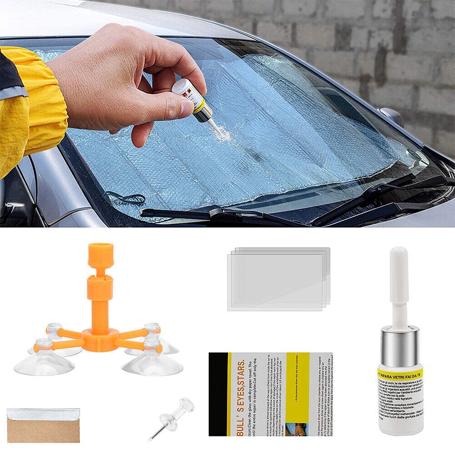 Windscreen Repair Kit for Car Glass Recovery with Resin Fix Tools