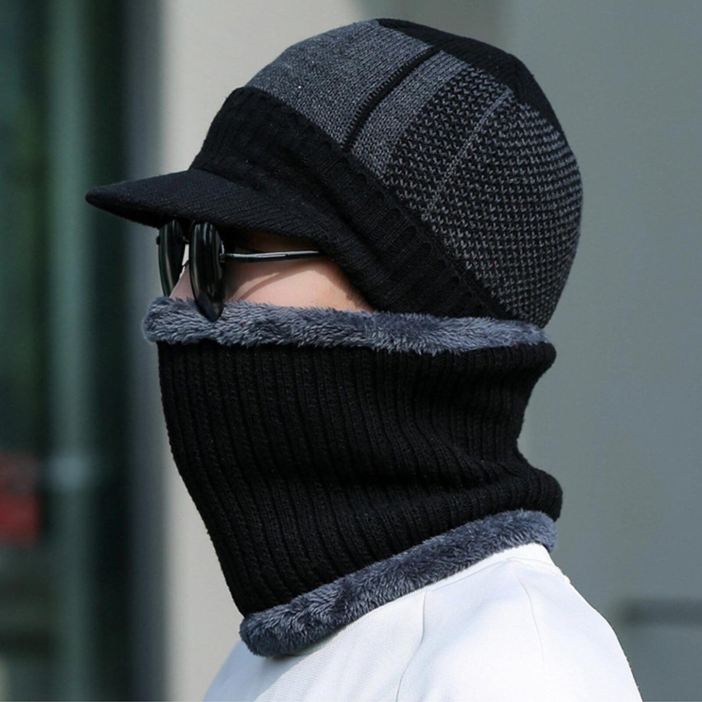 Men and Women Winter Beanie Hat and Scarf Set Fleece Warm Snow Ski Cap