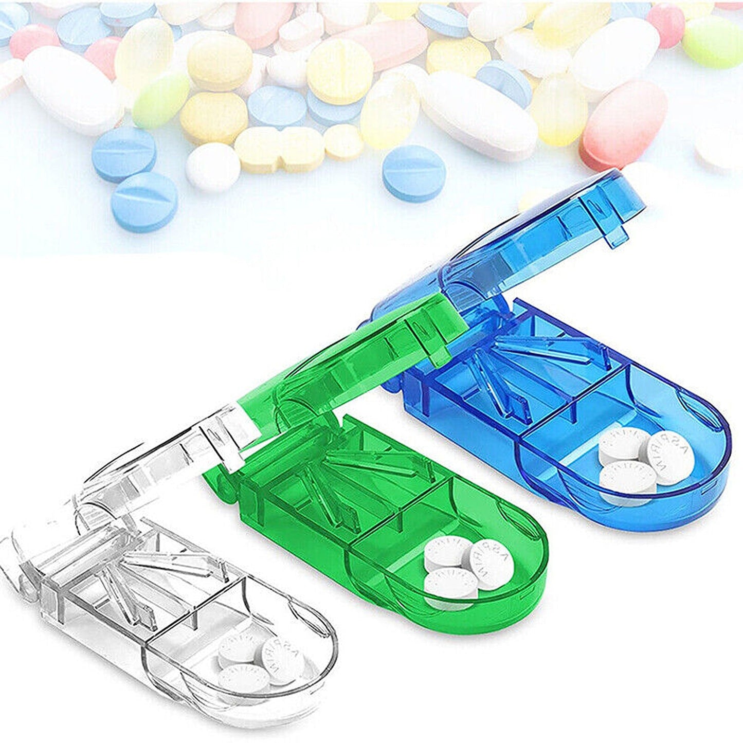 Compact Travel Pill Cutter and Medicine Storage Box