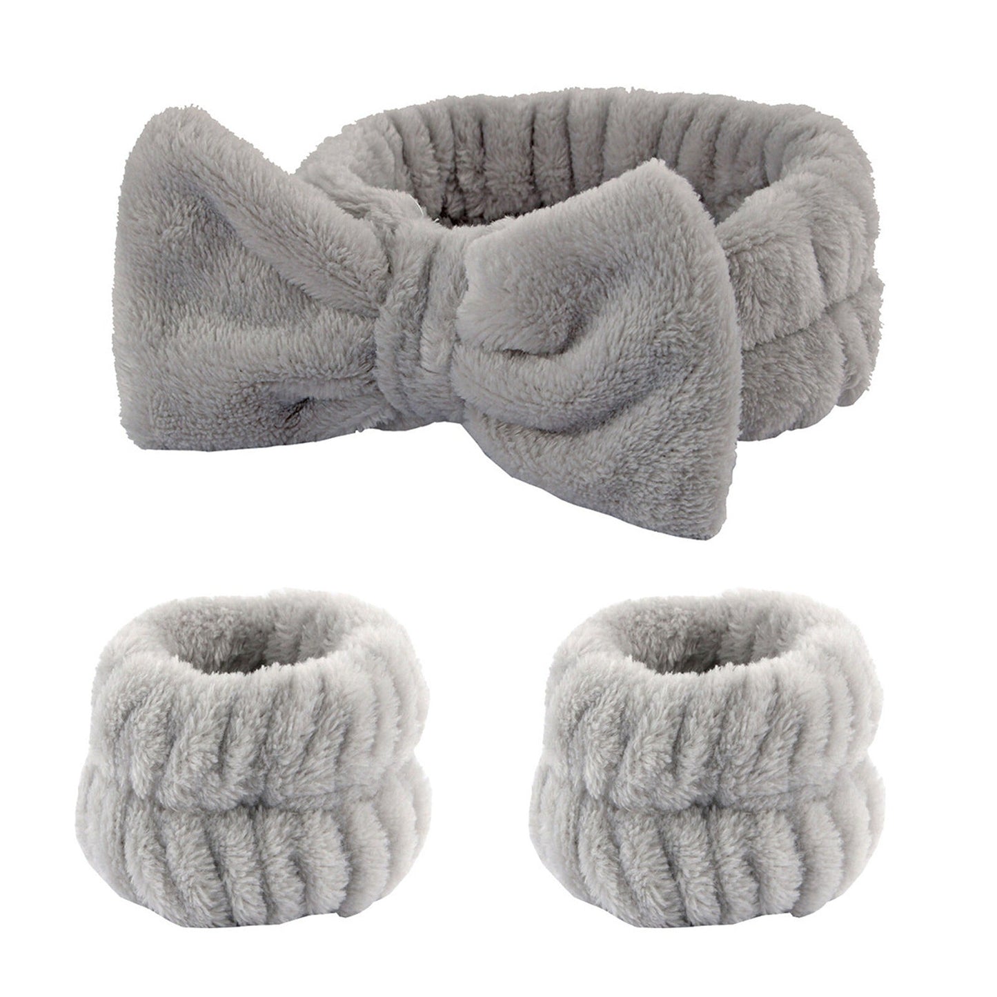 Absorbent Spa Wristbands and Headband Set for Face Washing