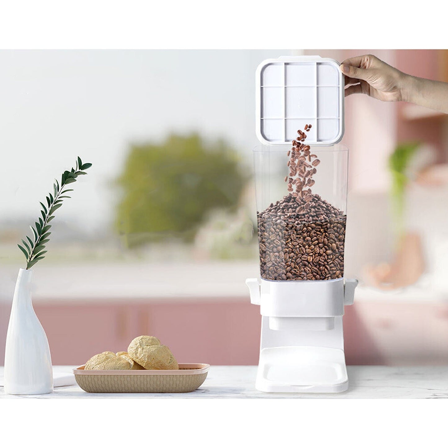 5.5L Dry Food Cereal Dispenser Grain Storage Container Pet Feeder