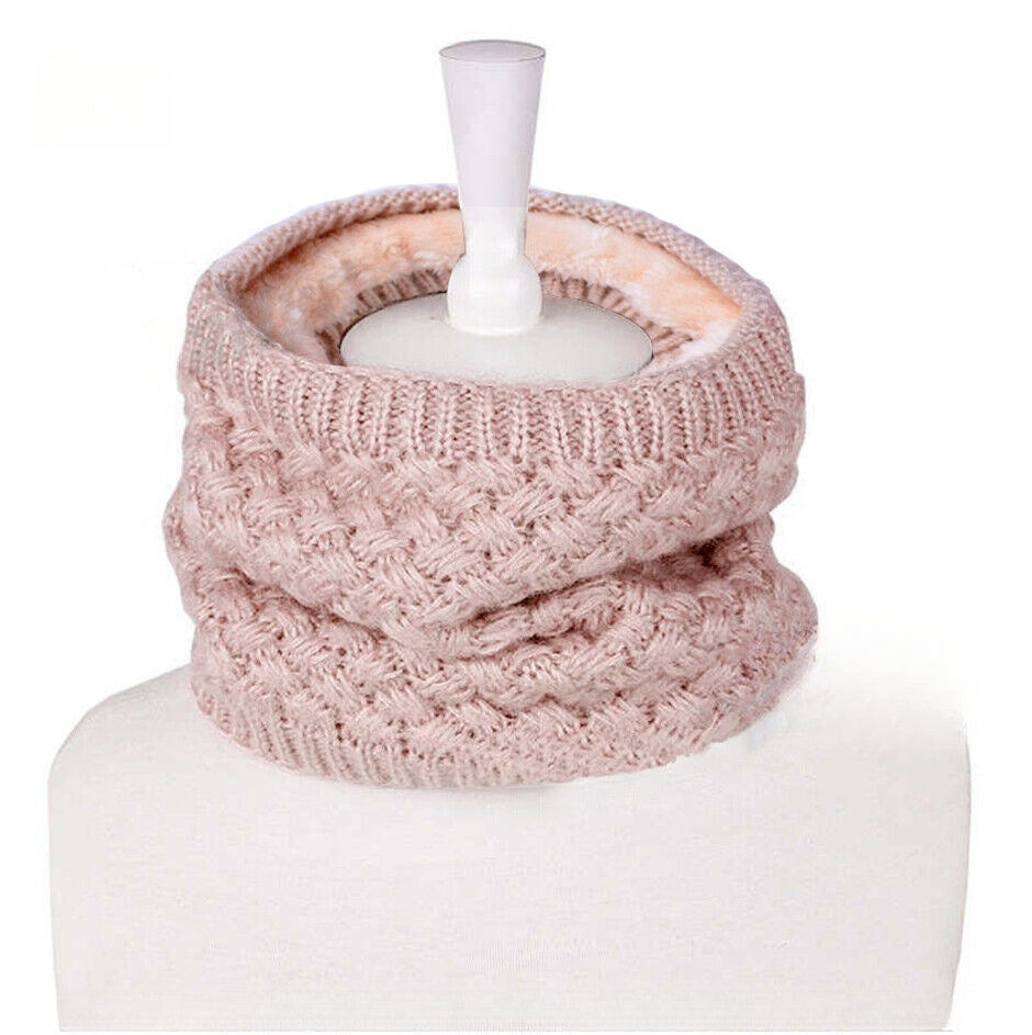Velvet Winter Knit Scarf Thickened Wool Neck Warmer for Unisex Adult and Child