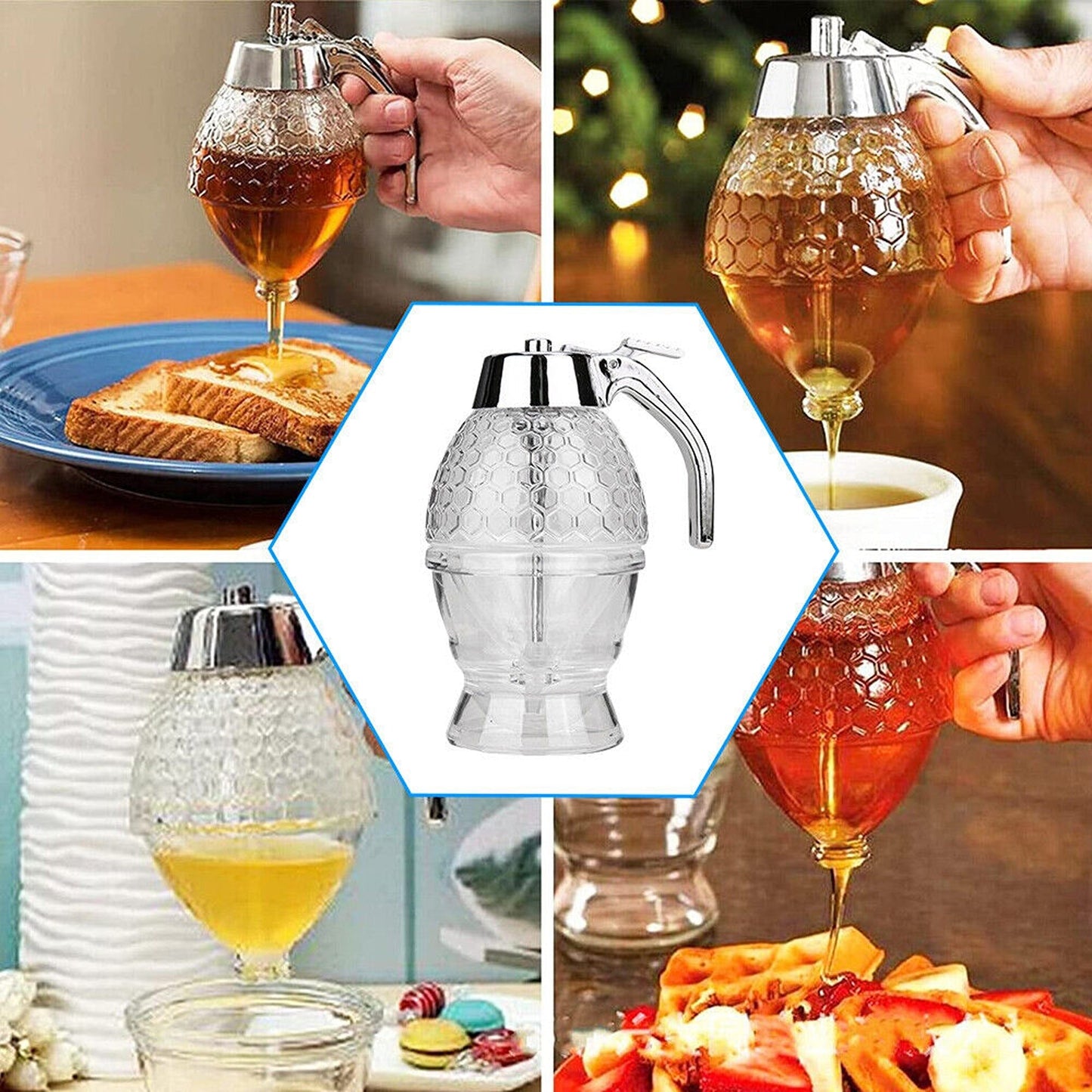 Trigger Release Honey Dispenser with Stand Kitchen Storage Pot