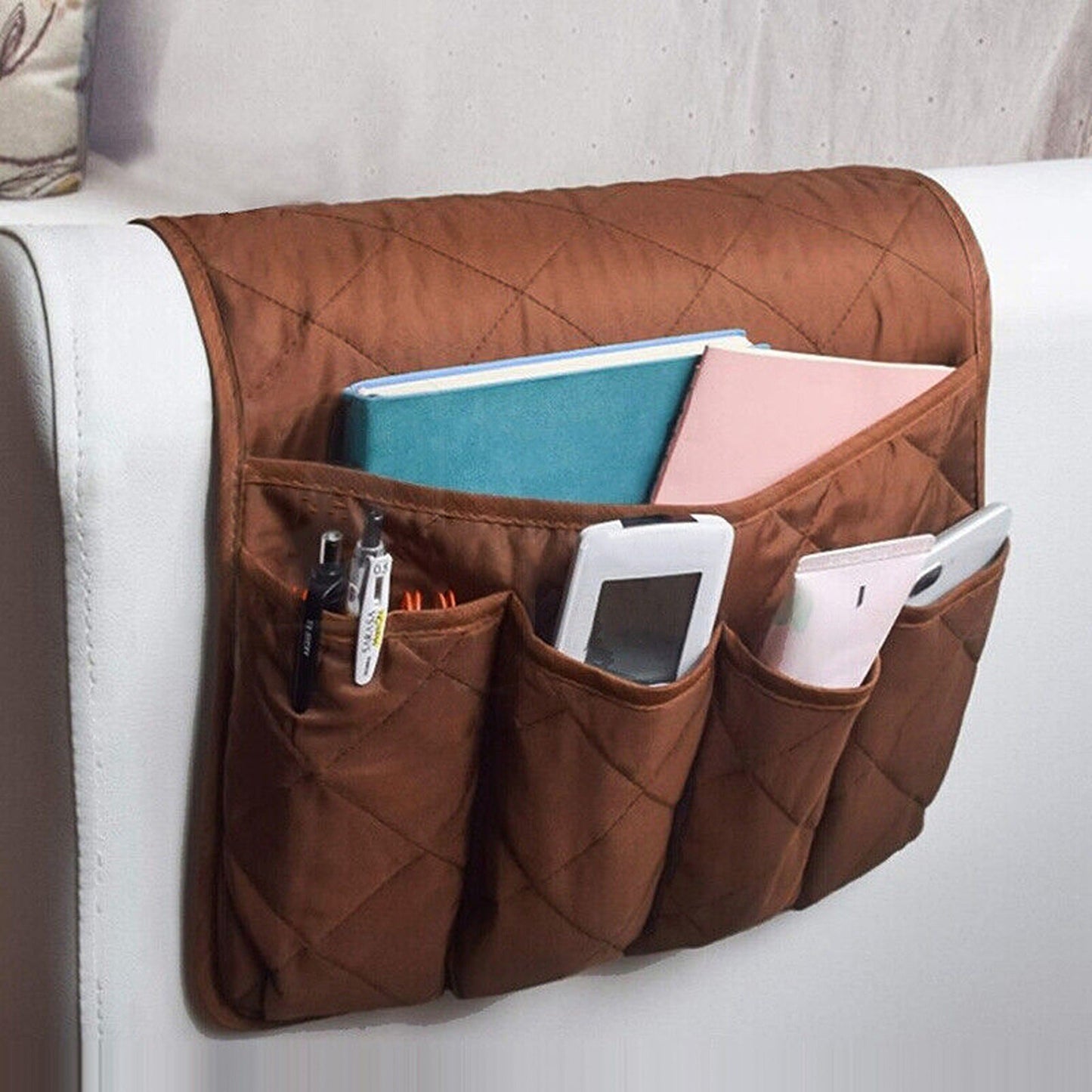 Armrest Organizer with 5 Pockets for Couch and Sofa Remote Storage