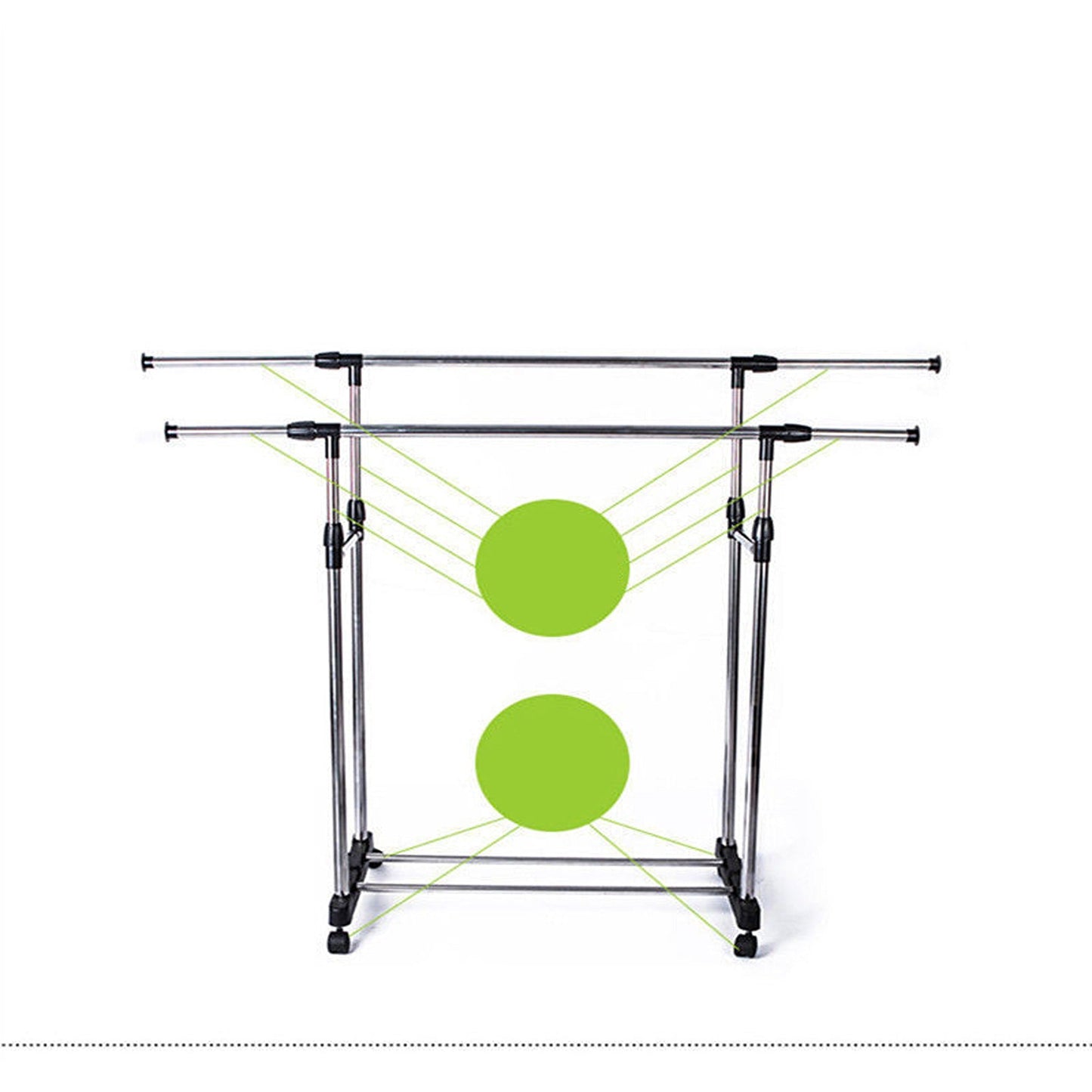 Adjustable Double Stainless Clothes Rack Garment Cloth Hanger with Holder