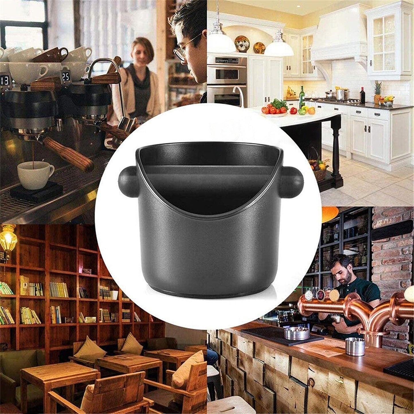 Espresso Coffee Grinds Knock Box Black Waste Container