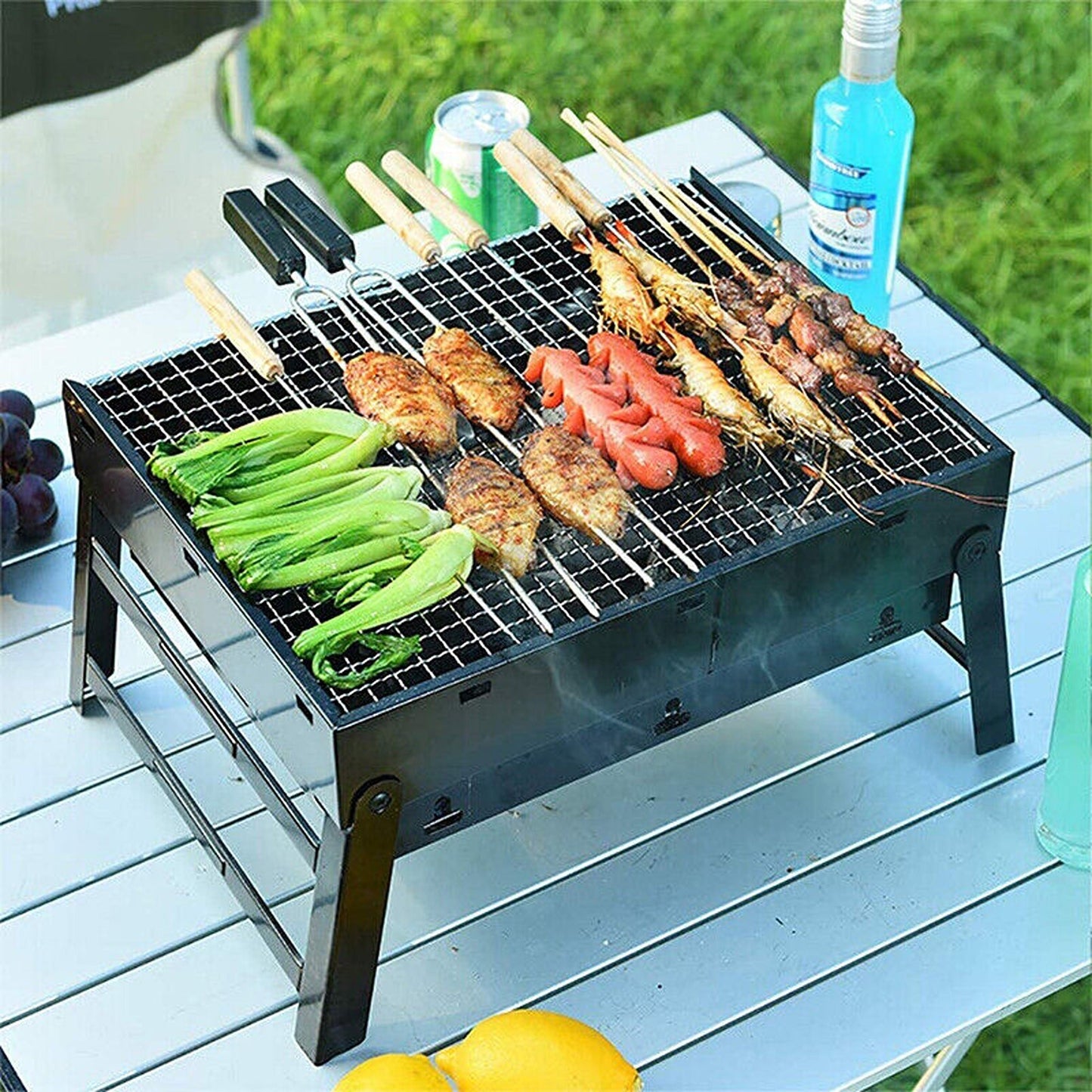 Foldable and Portable Charcoal BBQ Grill for Outdoor Picnics