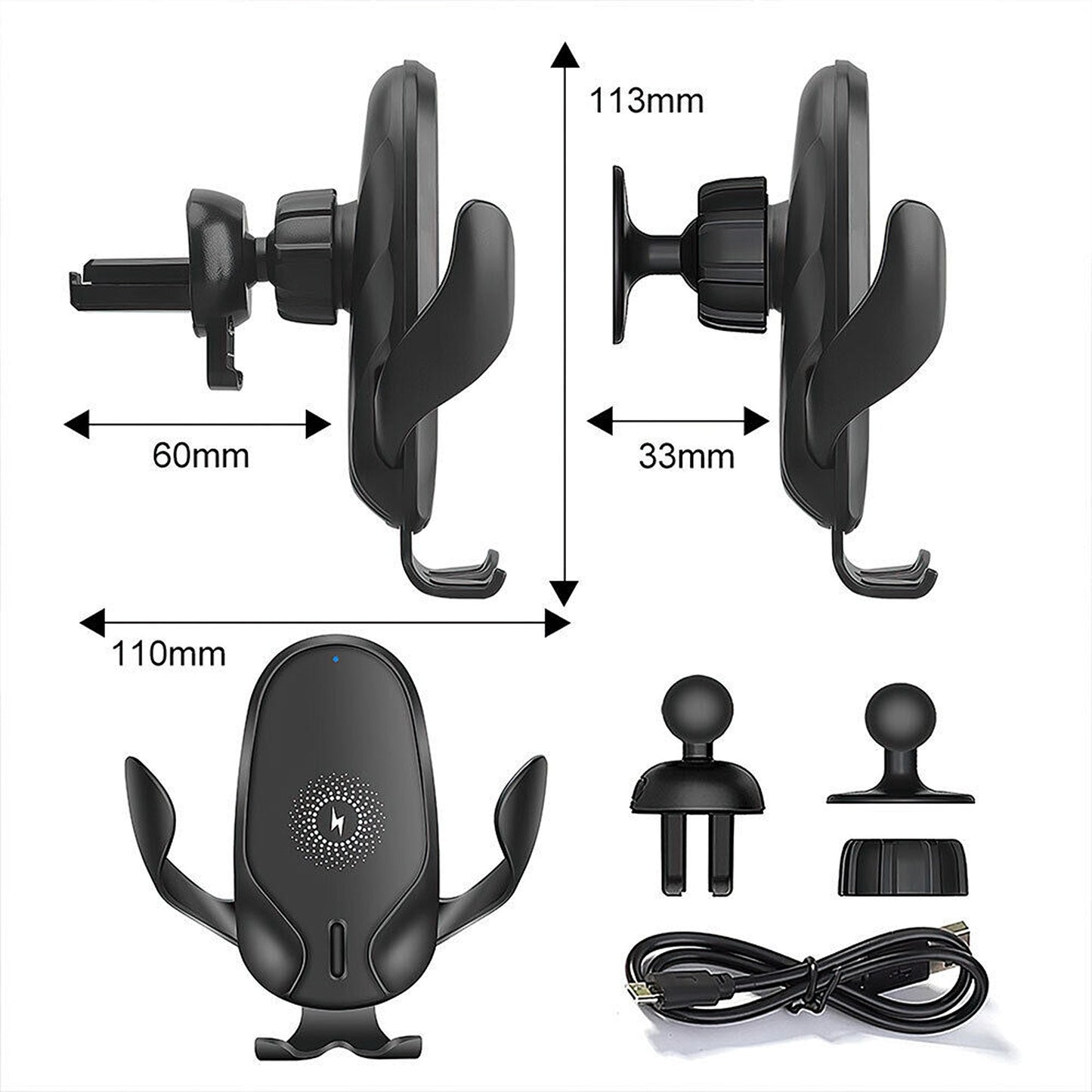 15W Qi Wireless Car Charger Fast Charging Mount with Automatic Clamping