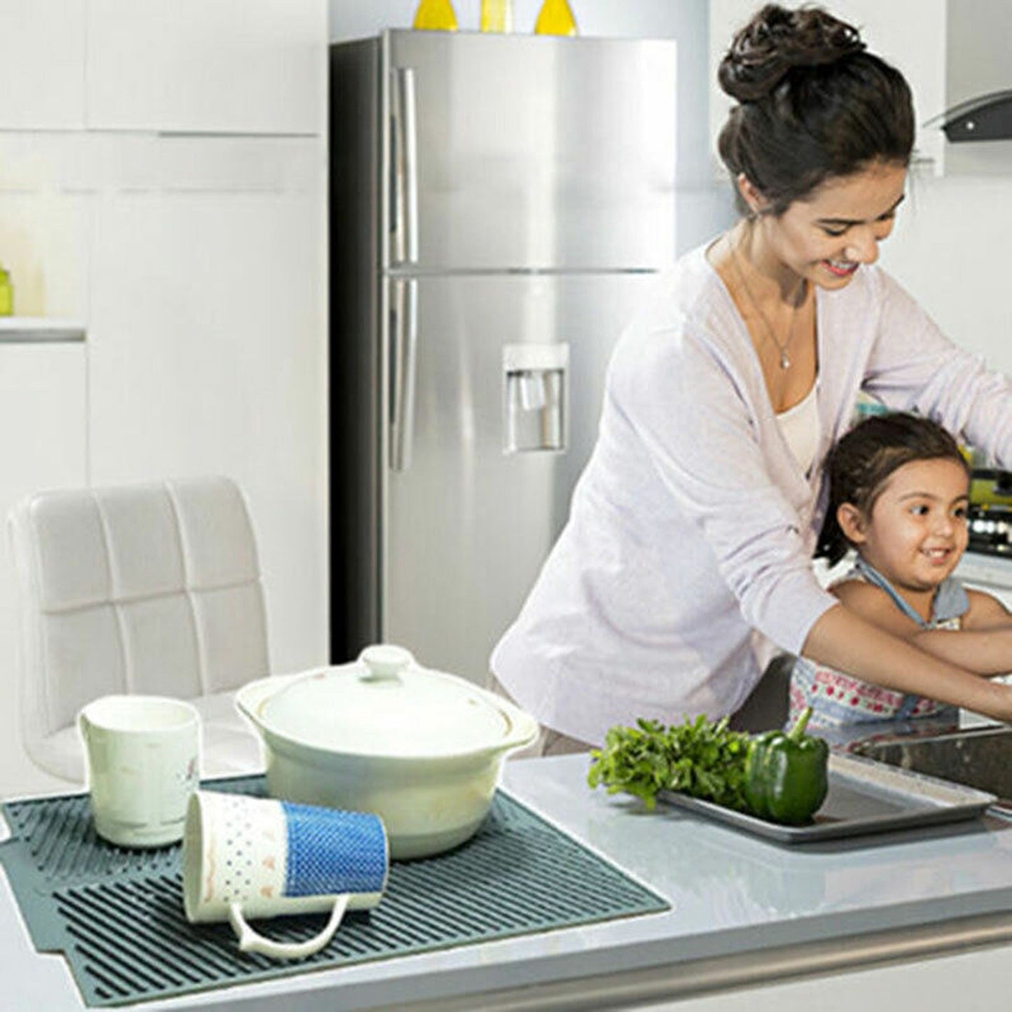 Heat Resistant Non-Slip Silicone Dish Drying Mat and Pot Holder