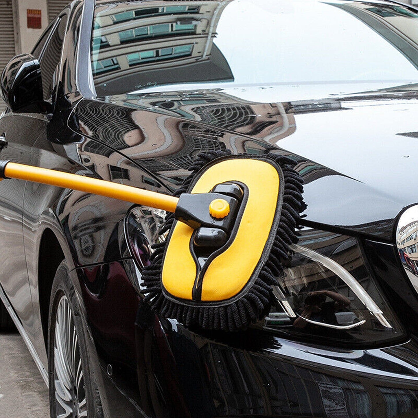 Long Handle Car Wash Brush with Special Mop for Roof and Window Cleaning