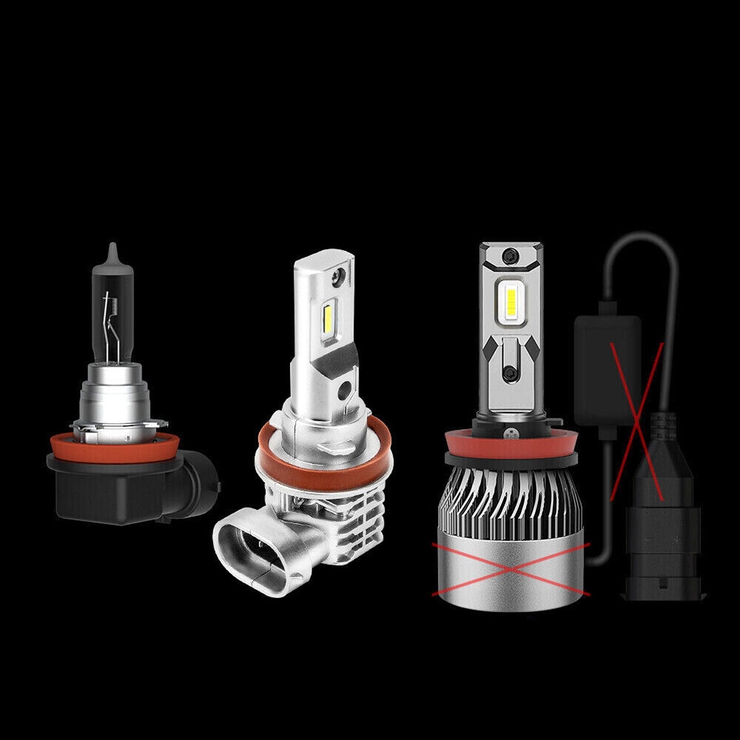 2pcs LED Headlight Conversion Kit H11 H8 H9 Bulbs for Fog and Low Beam 6500K