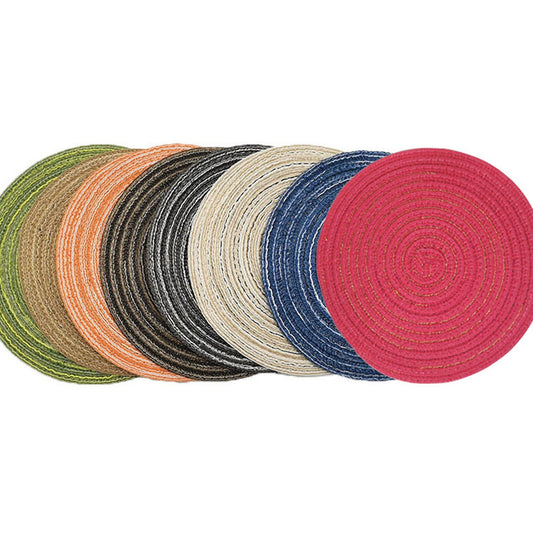 4pcs Non-Slip Jacquard-Weaved Round Placemats for Dining Table