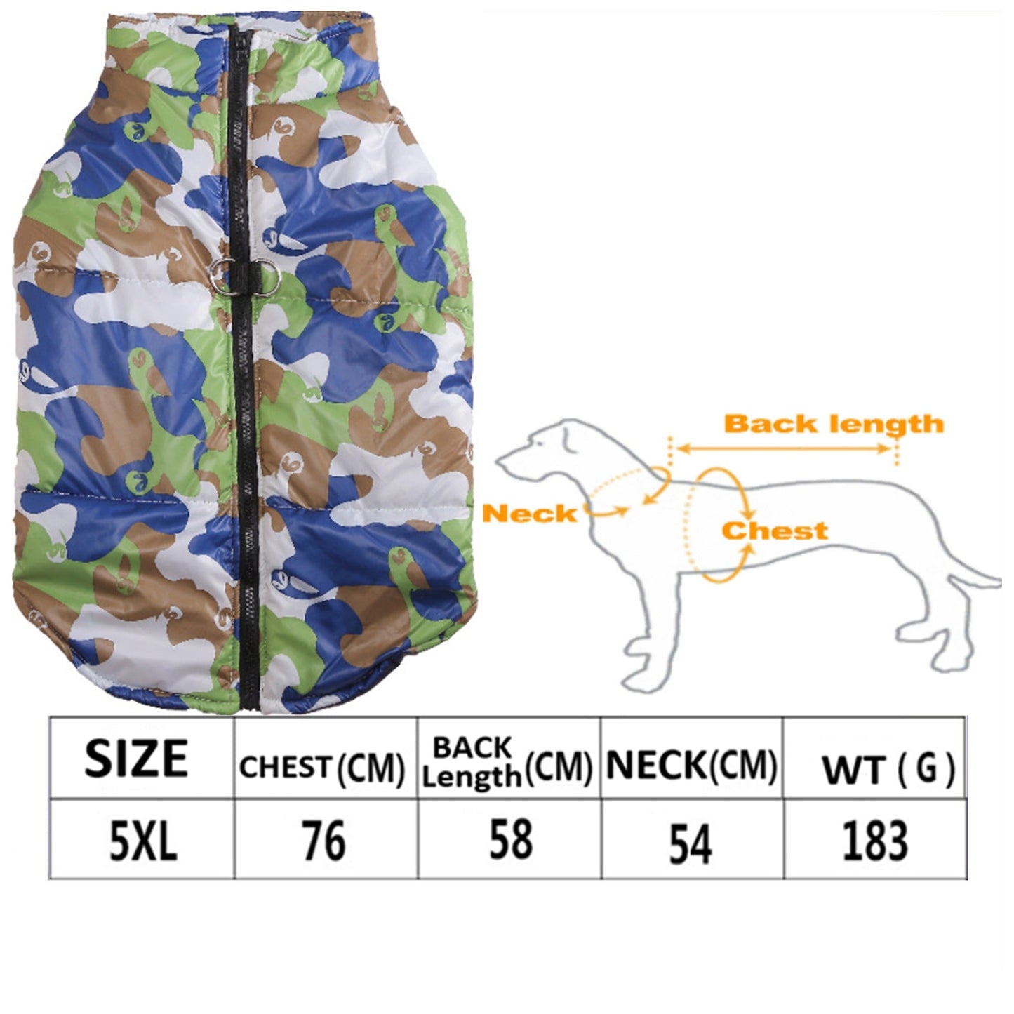 Large Dog Winter Coat Waterproof Padded Jacket Pet Clothes Windbreaker
