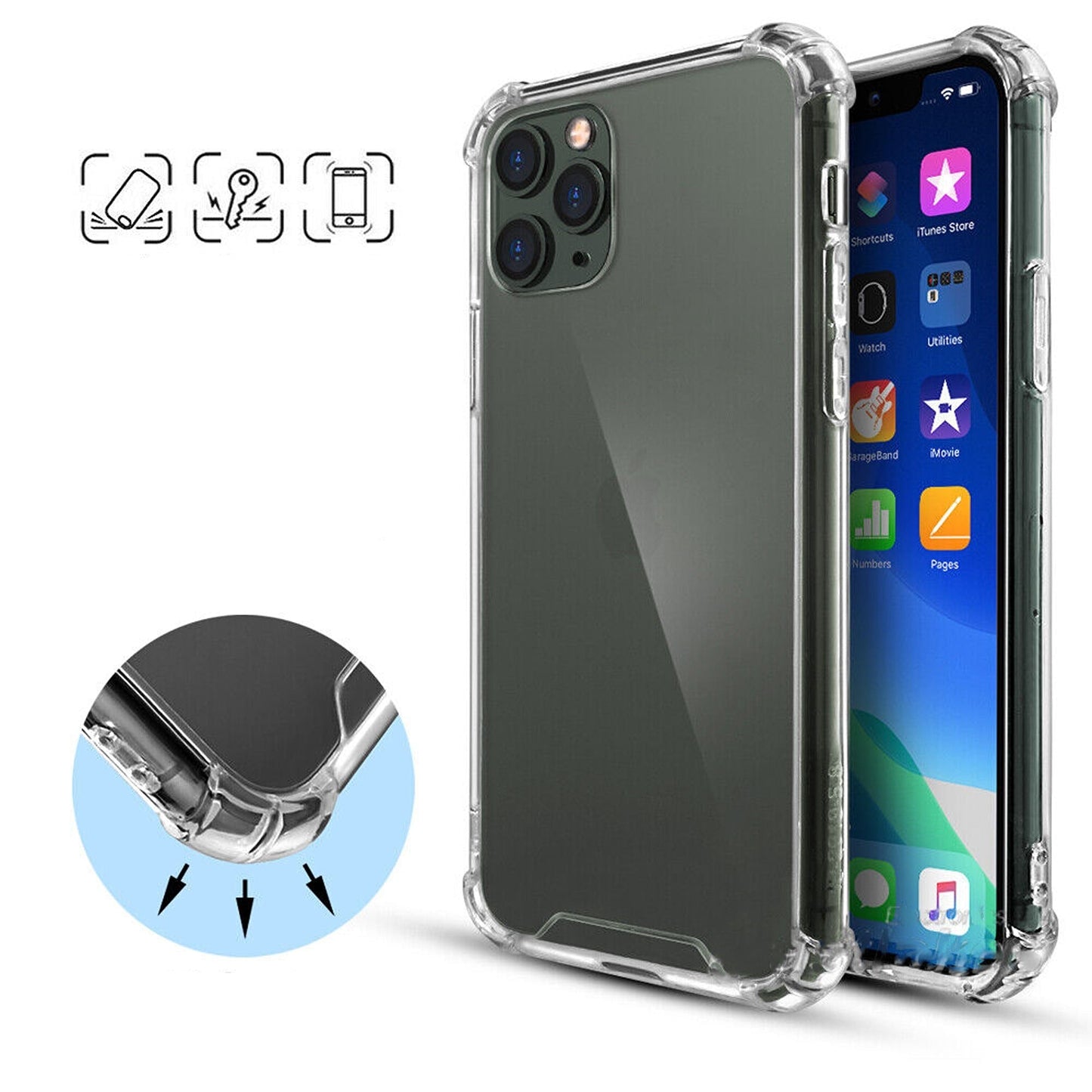 Clear Shockproof Bumper Case for iPhone 15 14 13 Pro Max XS XR Plus