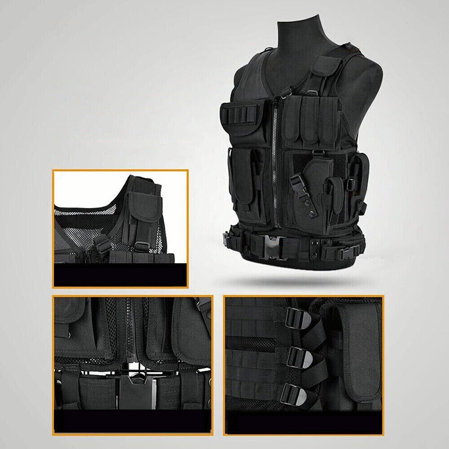 Combat Armor Plate Carrier Vest Molle Paintball Army Gear