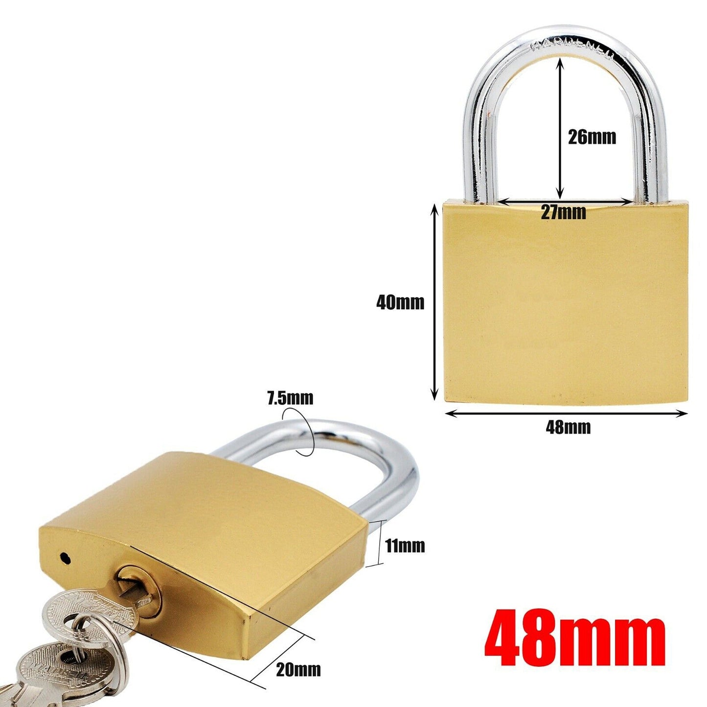 3pcs Triple Locking Levers Padlock with Hardened Steel Shackle