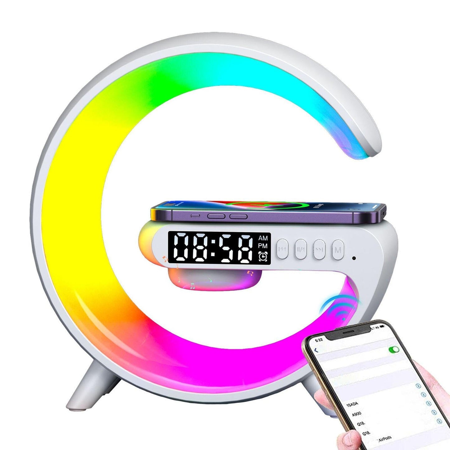 RGB LED Night Light with Bluetooth Speaker Smart Wireless Charger