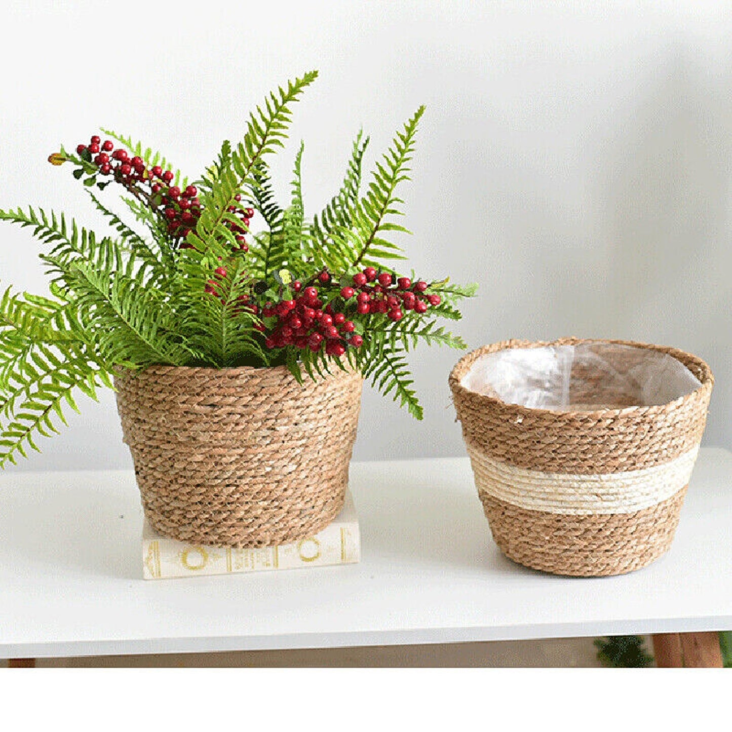Indoor/Outdoor Grass Planter Basket Home Plant Container for Flowers