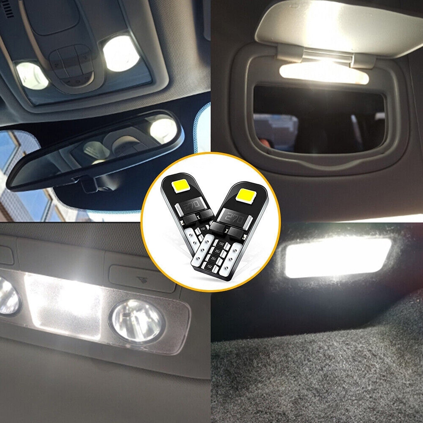 10pcs 12V White LED Car Parking Lights T10 194 168 Side Tail