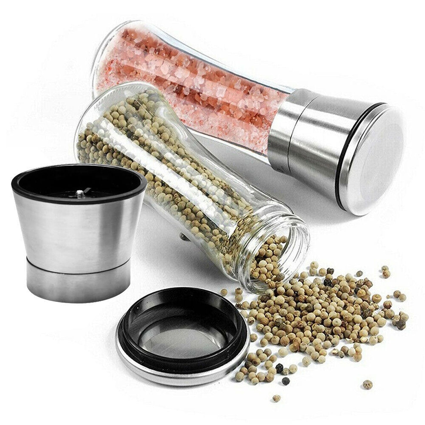 Stainless Steel Salt and Pepper Grinders with Oil Sprayer for Kitchen Use