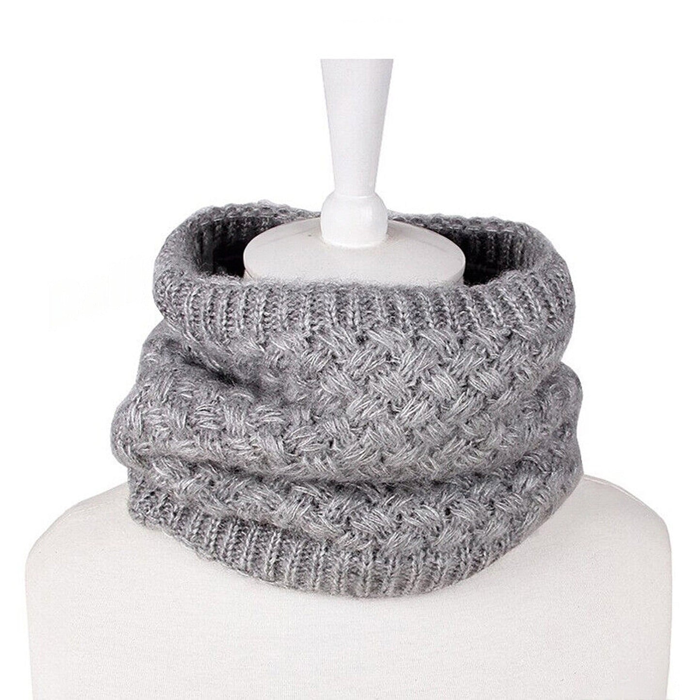 Velvet Winter Knit Scarf Thickened Wool Neck Warmer for Unisex Adult and Child