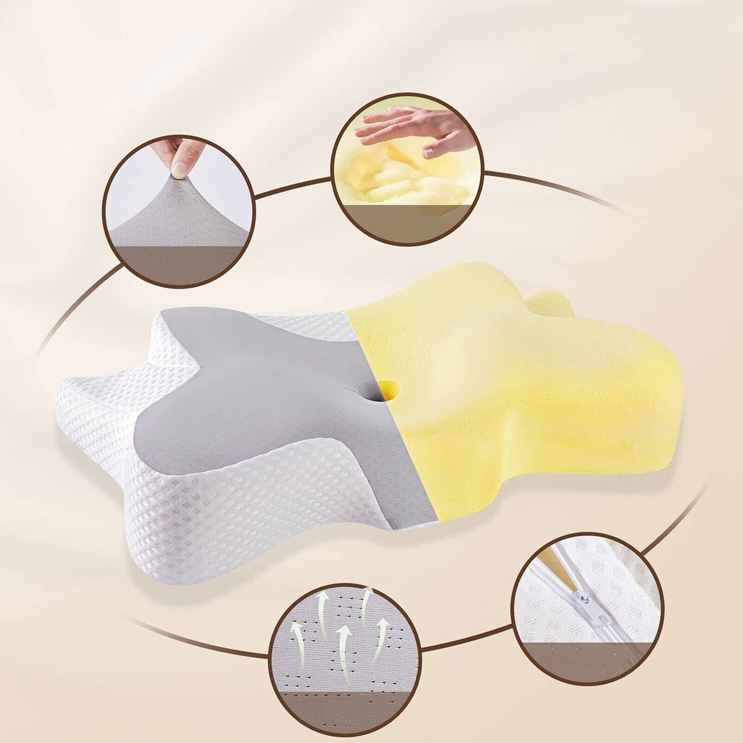 Anti Snore Memory Foam Cervical Pillow for Back and Neck Support