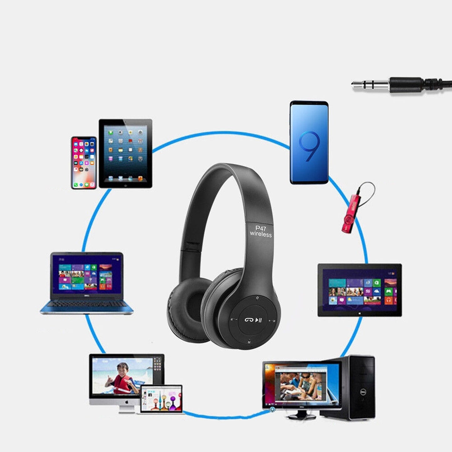 Rechargeable Bluetooth Wireless Headphones with Microphone
