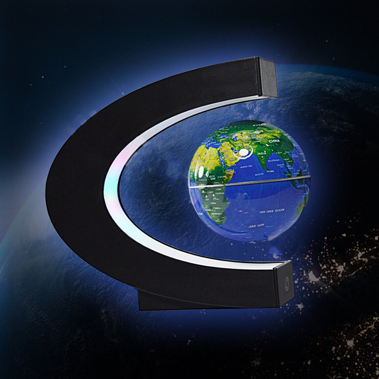 Floating Globe with Magnetic Levitation and LED Touch Lighting