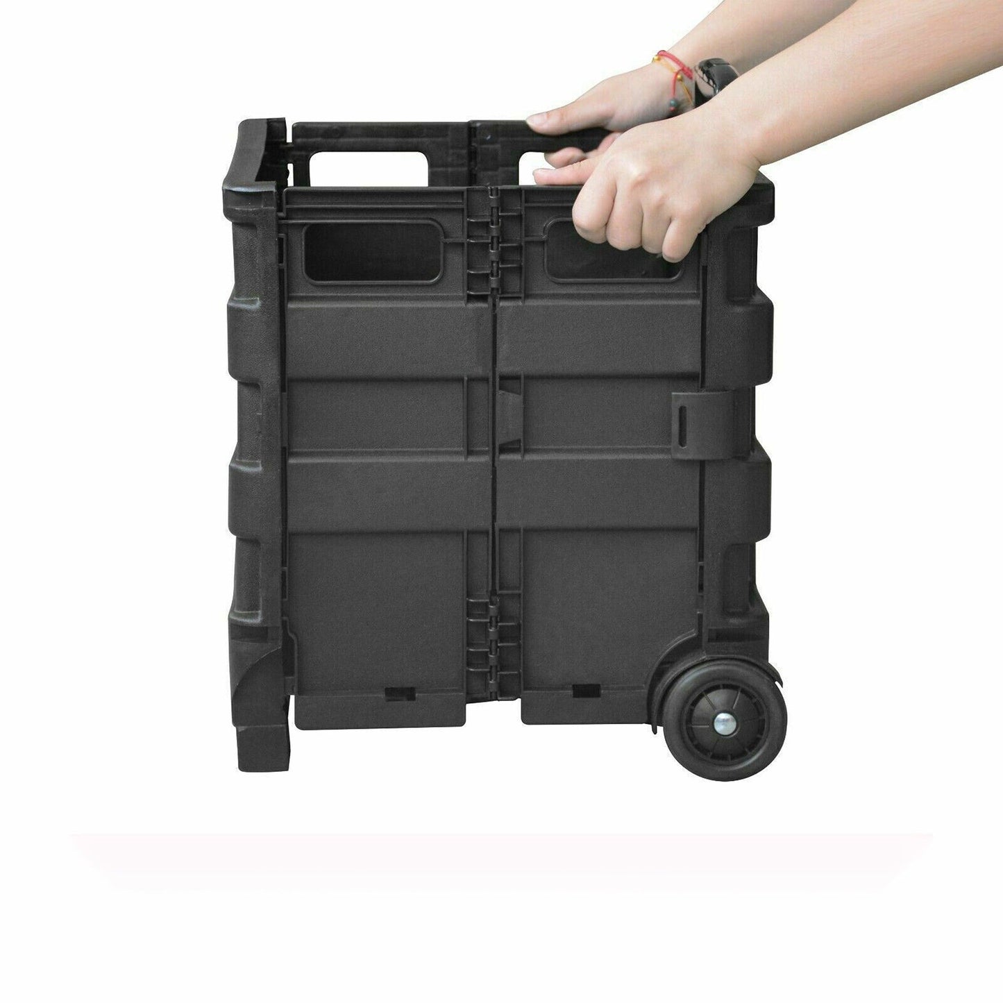 Portable Folding Shopping Basket with Wheels Foldable Grocery Cart Trolley Crate
