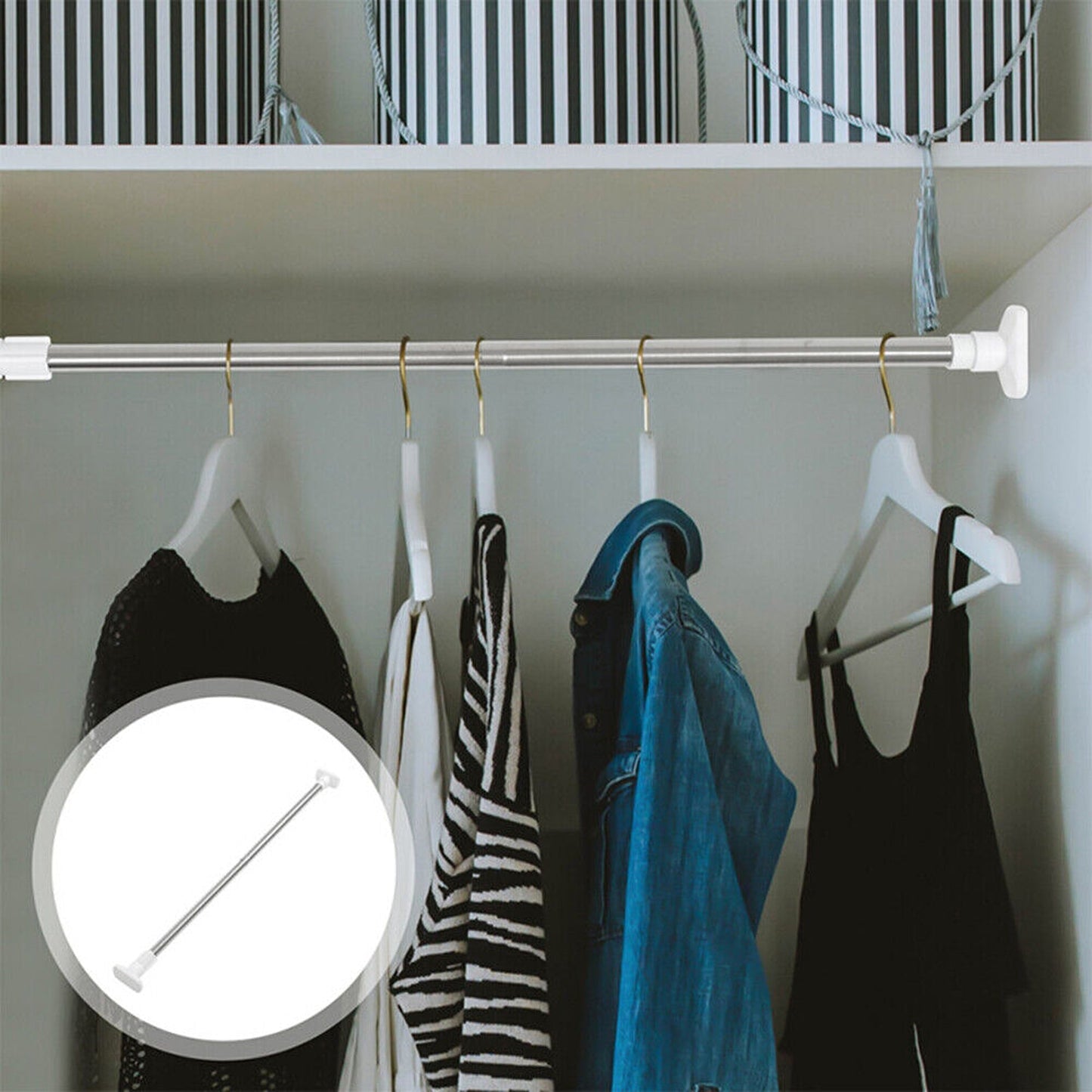 Adjustable Tension Curtain Rod Extendable for Showers and Closets