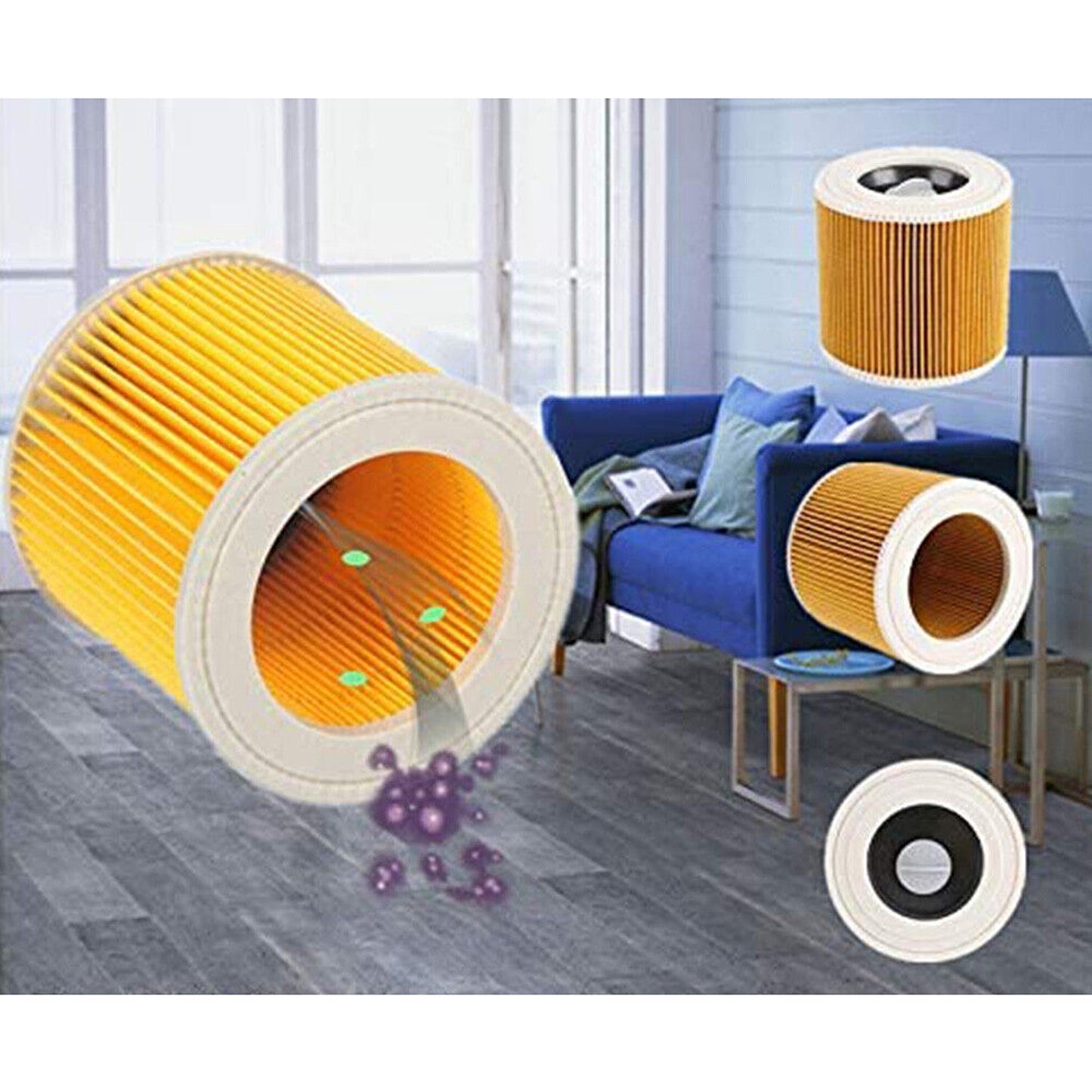 Wet and Dry Vacuum Cleaner Filter Set for Karcher WD WD2 WD3 Series