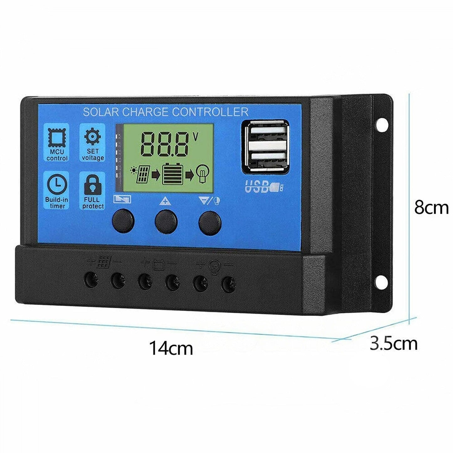 Dual USB Solar Panel Battery Regulator Amp Charge Controller
