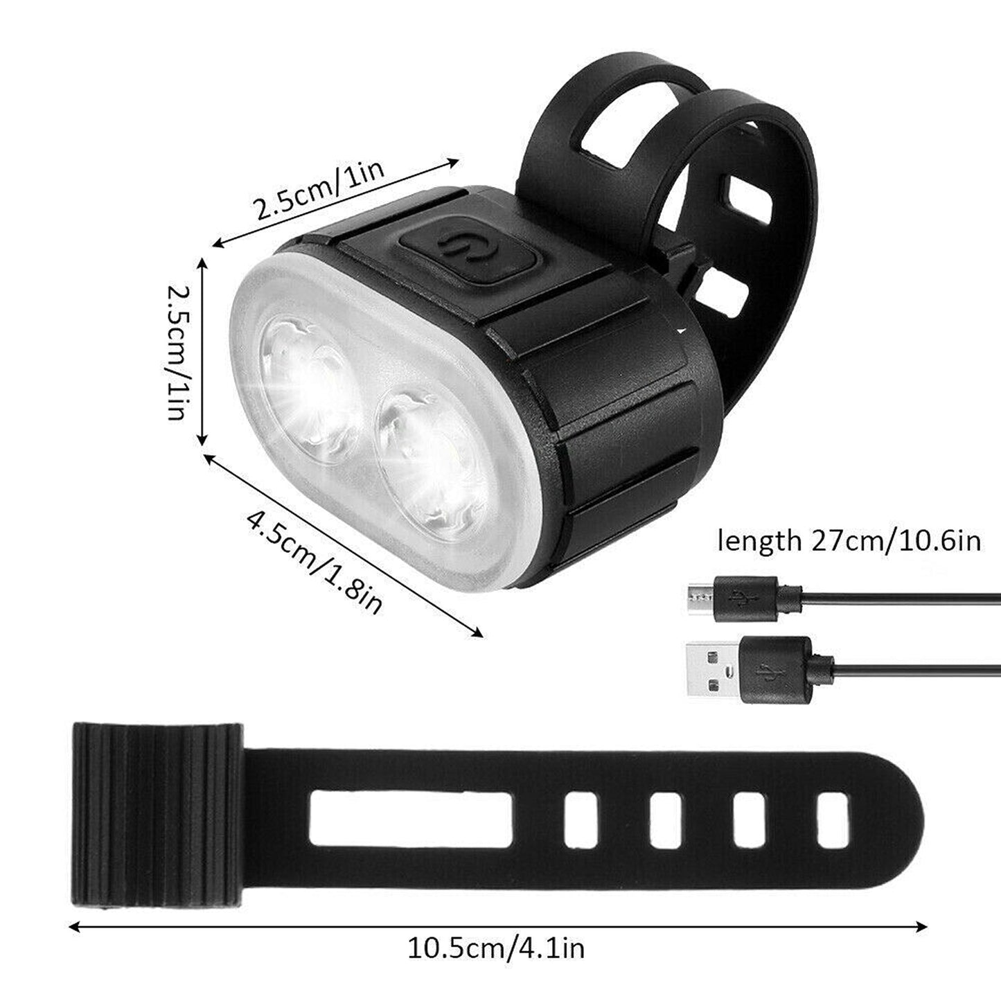 USB Rechargeable LED Bike Light Set Bright Front and Rear Mountain Bicycle Lights
