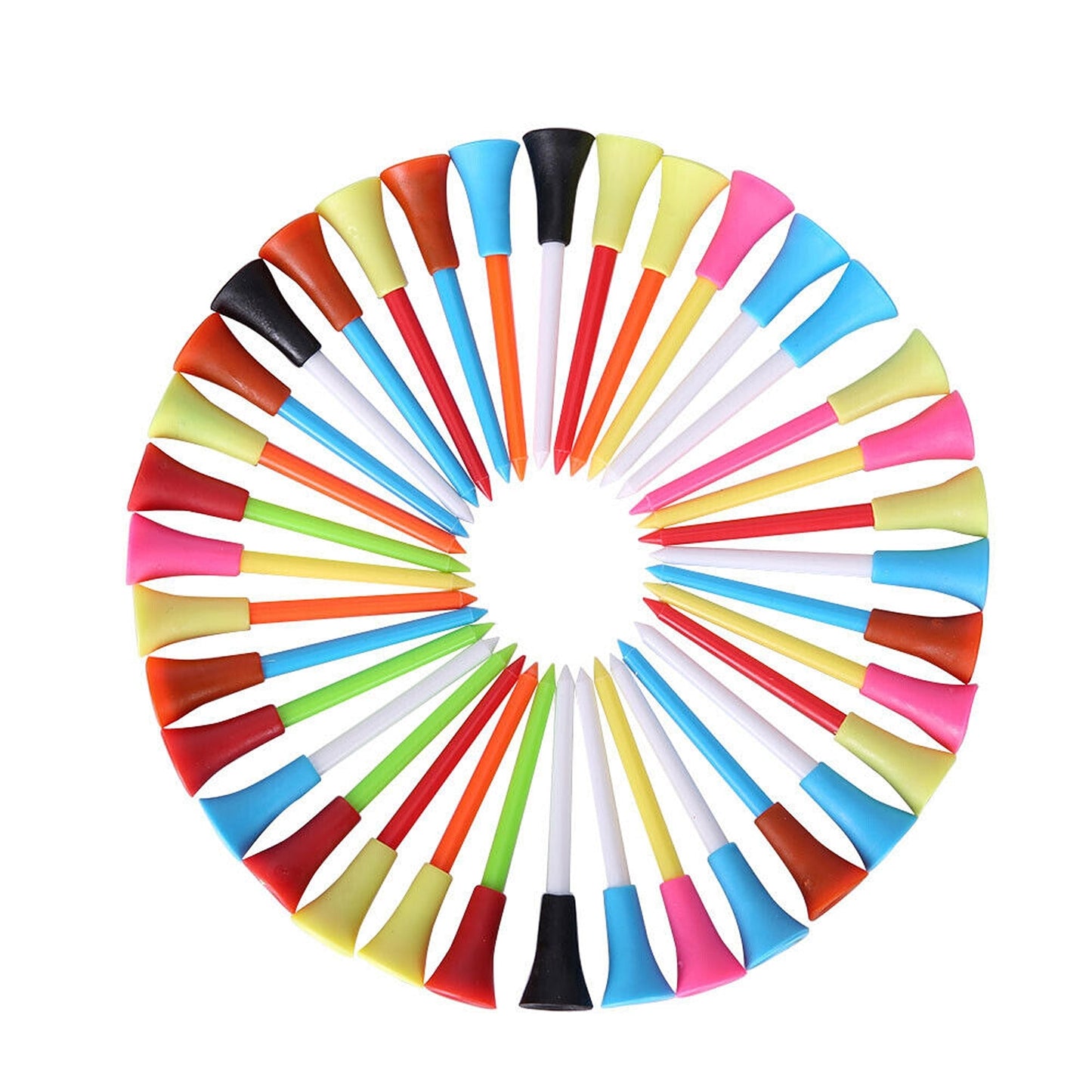 100pcs Durable Multi-Color Plastic Golf Tees