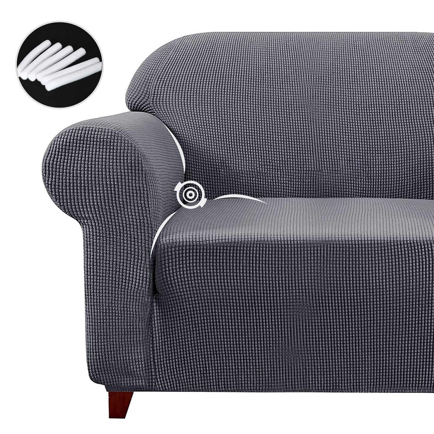 Dark Grey Super Stretch Sofa Cover Soft Thick Lounge Slipcover
