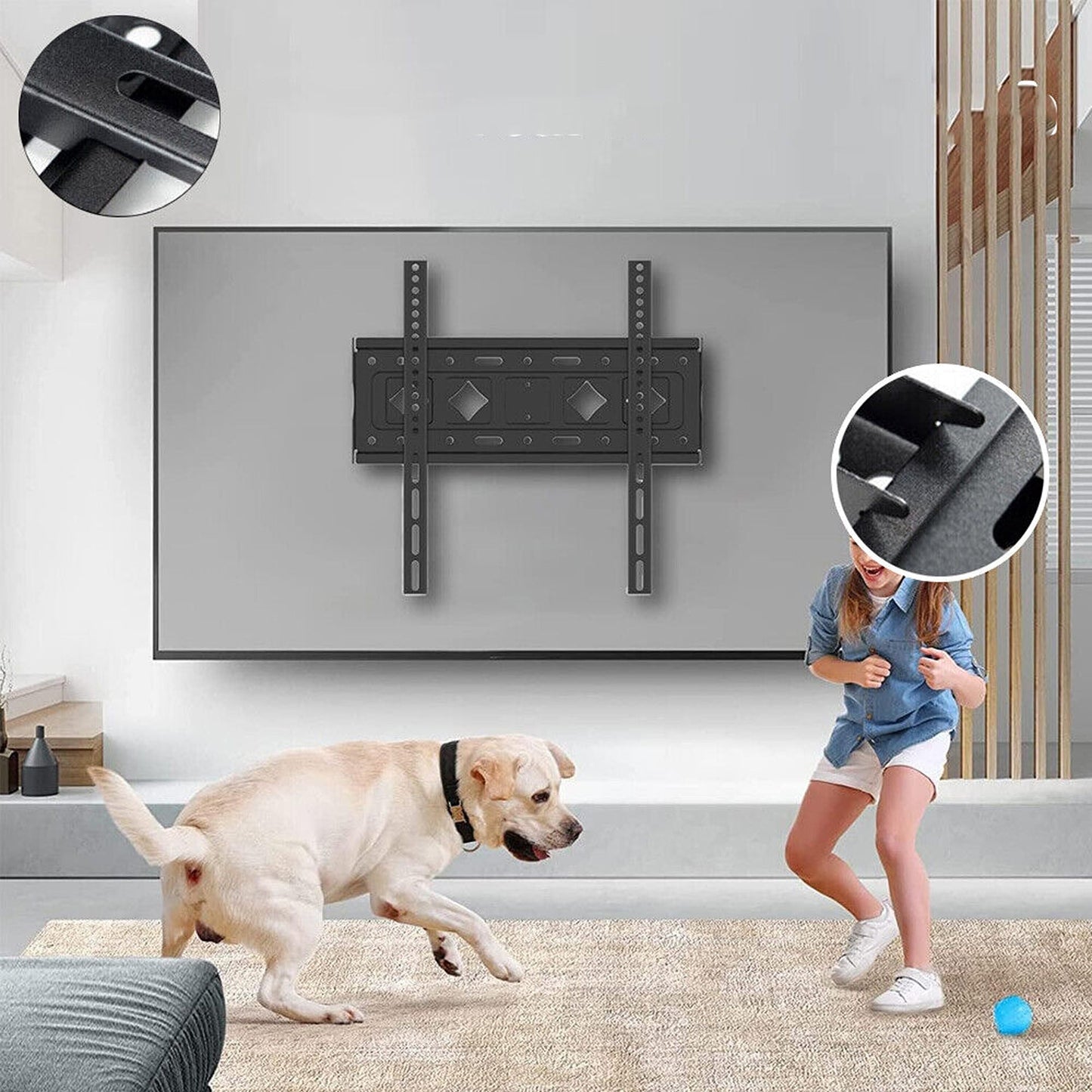 VESA Wall Mount Bracket for 32 to 75 Inch TVs Suitable for Flat and Curved Screens