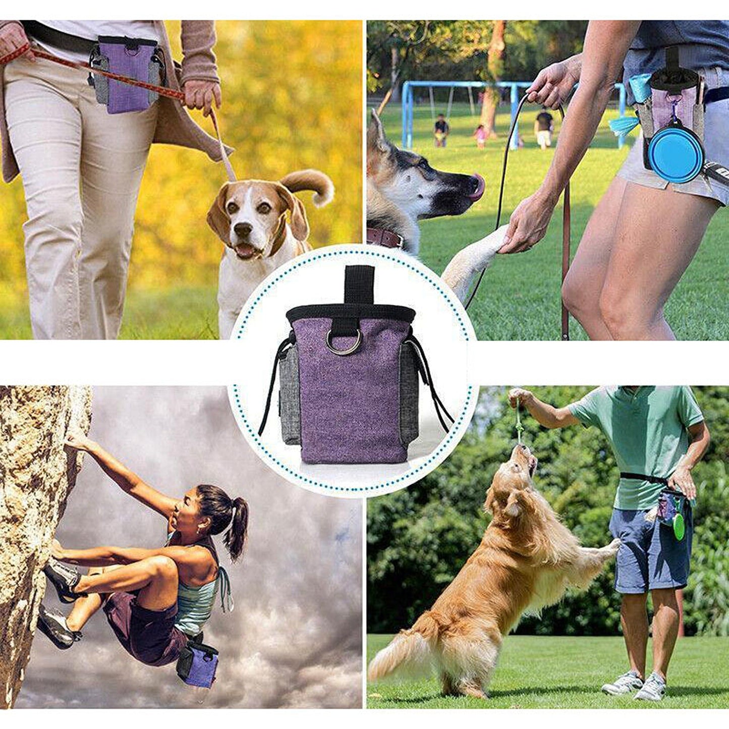 Dog Treat Pouch for Obedience Training with Garbage Bag Dispenser