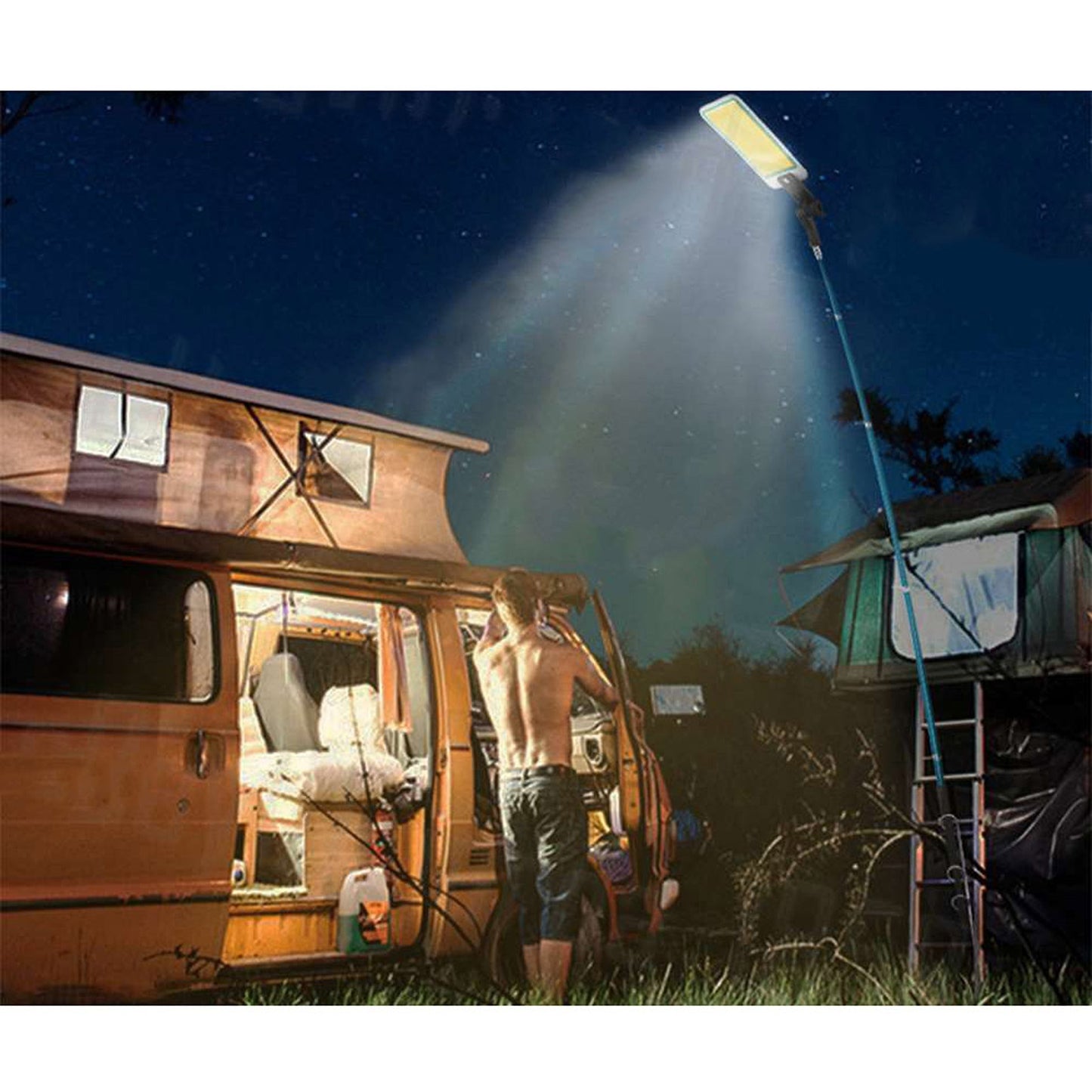 Portable Telescopic Fishing Rod LED Light Outdoor Camping Repair Lamp 12V