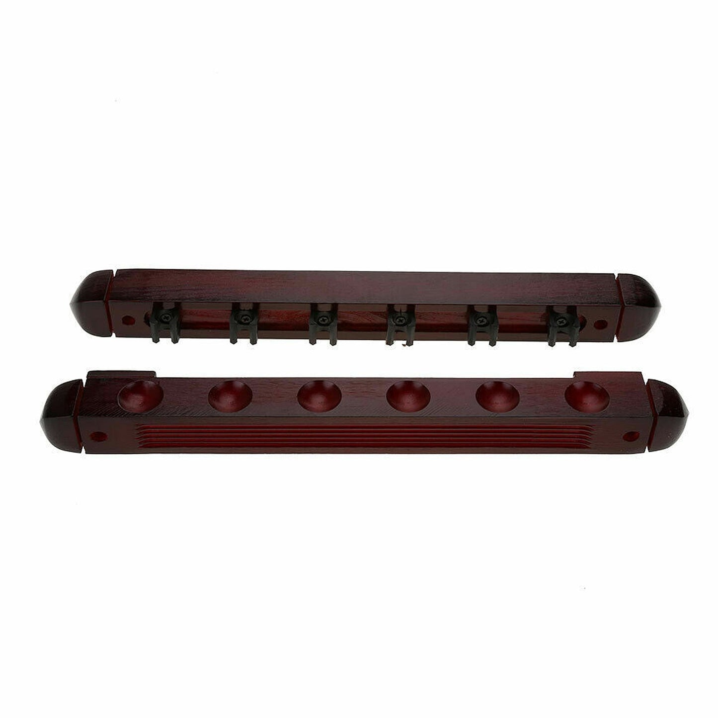 Wooden Billiard Cue Rack with 6-Clip Design
