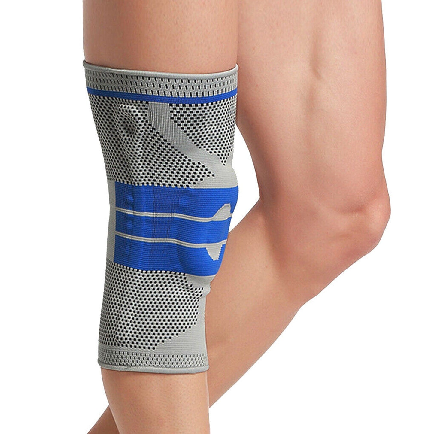Gray Knee Support Brace Compression Sleeve for Sports