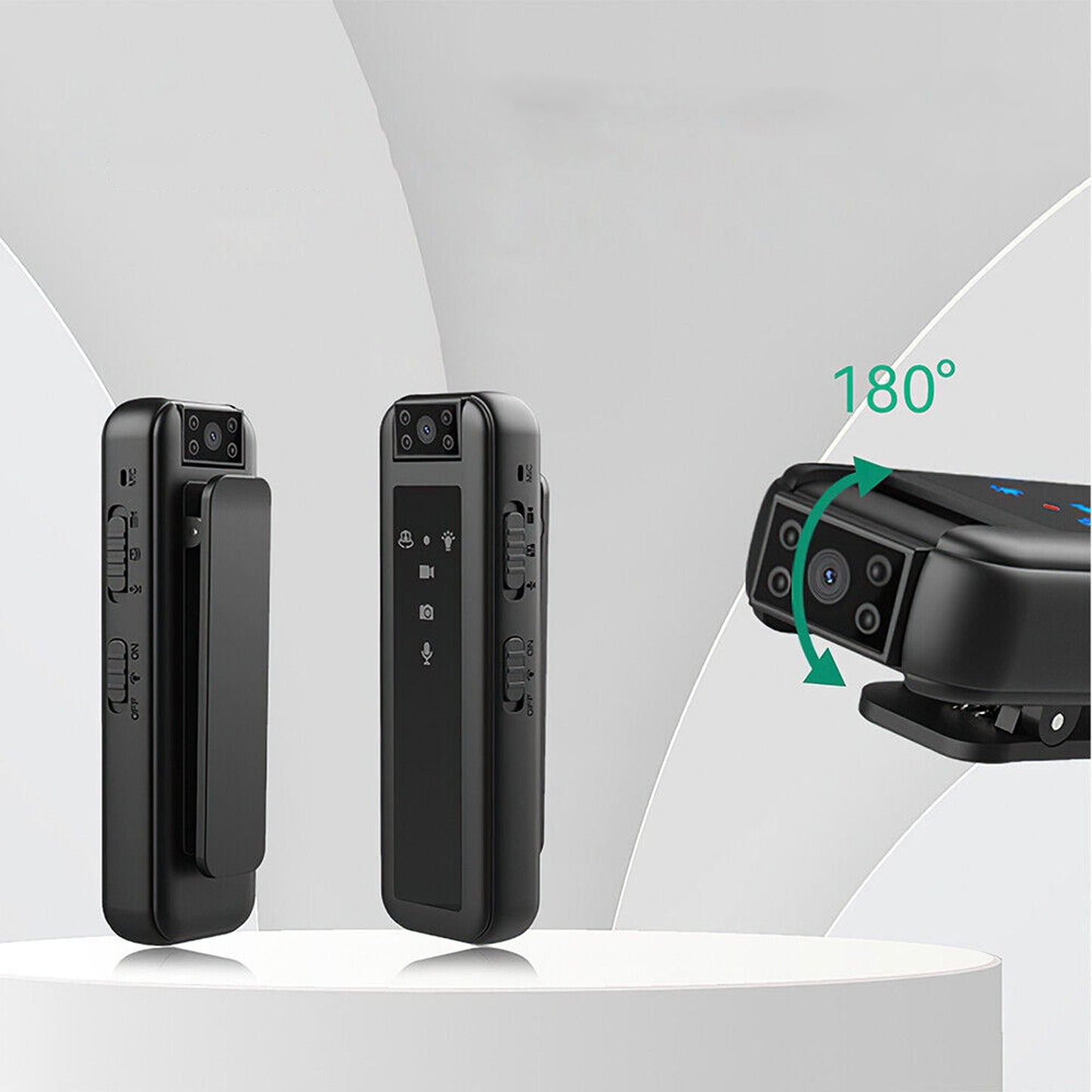 180 Degree Rotatable Mini Clip Camera with HD Night Vision 1080P