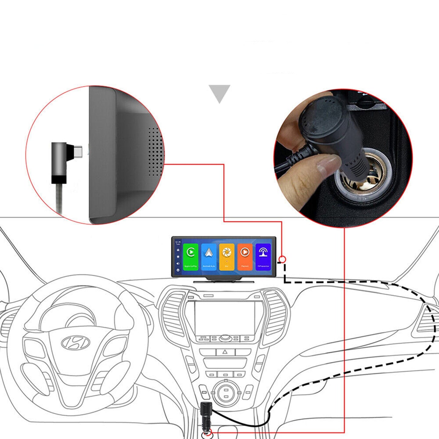 10.26in Touch Screen Car Stereo with Wireless Apple Carplay and Android Auto