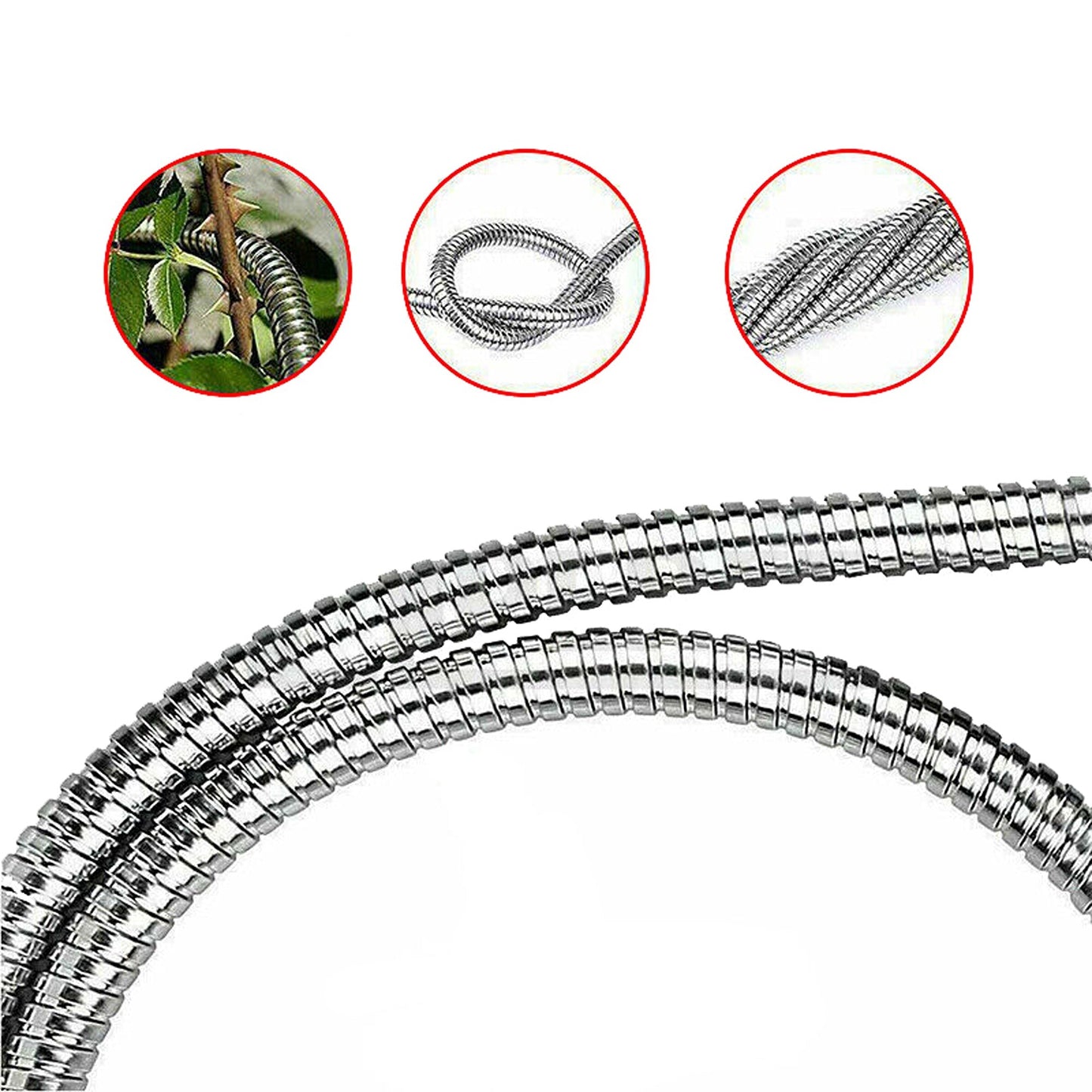 Flexible Stainless Steel Metal Garden Hose 25 to 100FT Lightweight Pipe