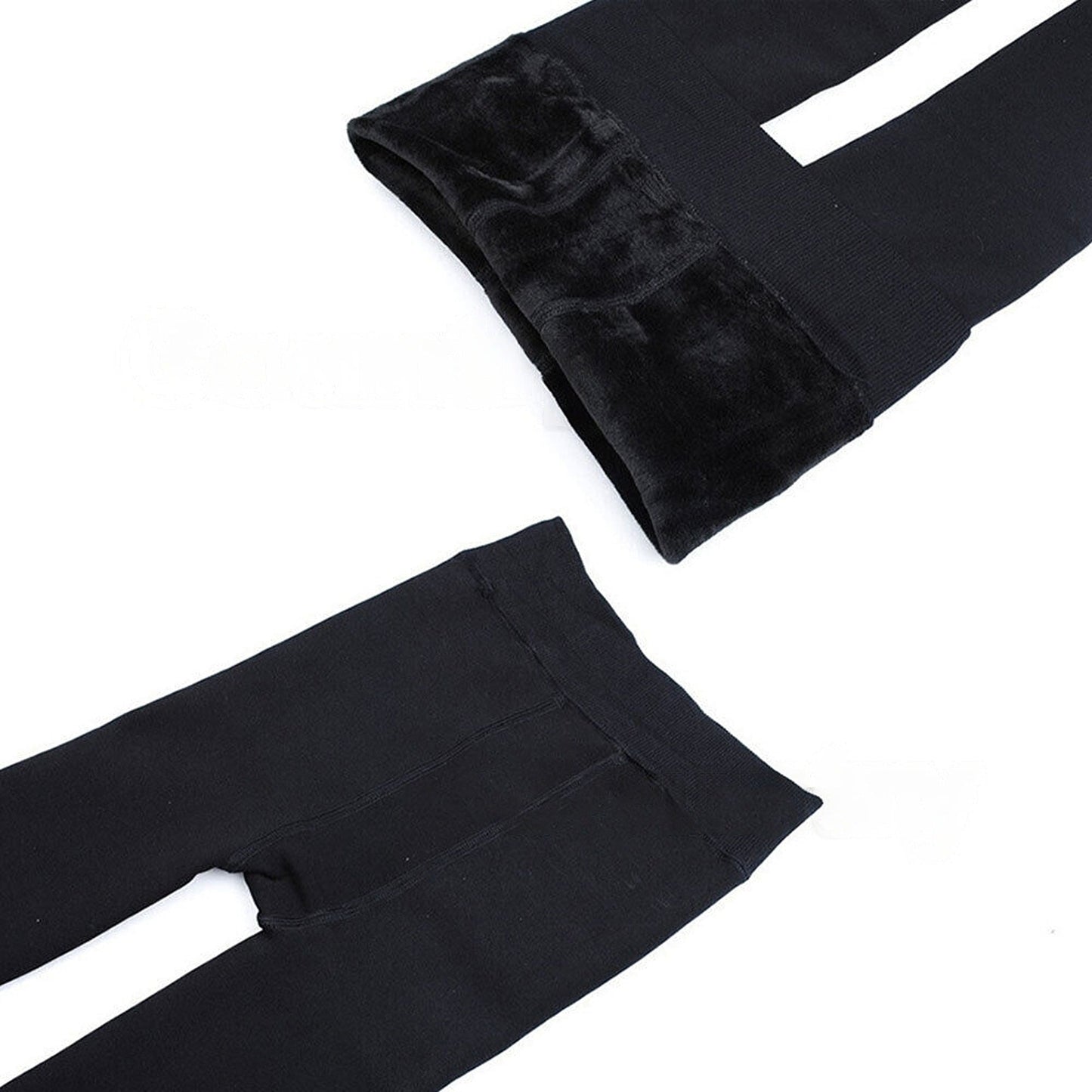 Black Fleece-Lined Thick Winter Leggings Women Warm Stretch Fit Trouser Pants