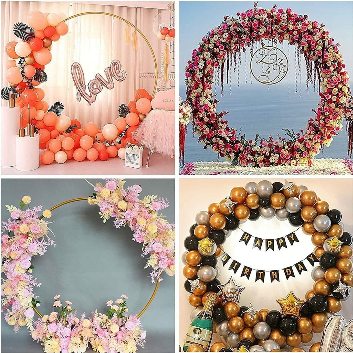2M Round Circle Wedding Arch with Flower Display Hoop