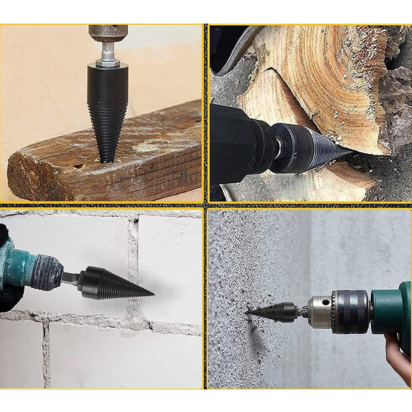 4pcs Hex Shank Firewood Drill Bit Wood Log Splitter Screw Cone